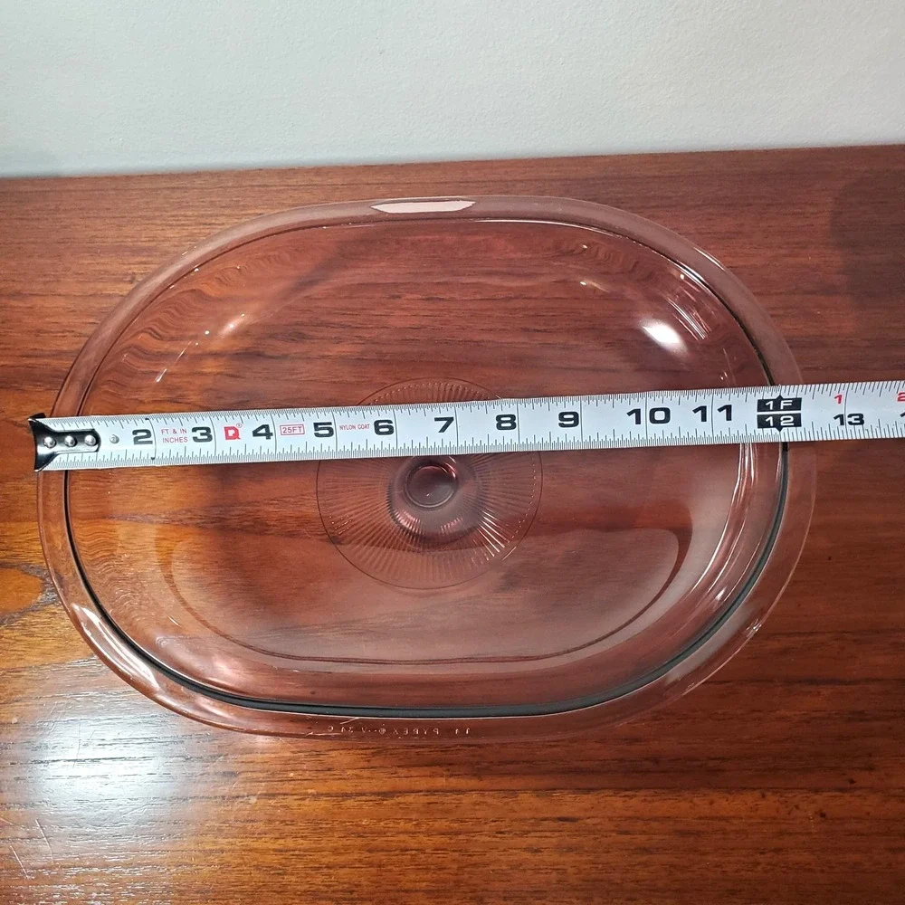 Vintage Pyrex V-34-C Cranberry Glass Lid Replacement Oval 4 Qt Visions Cookware